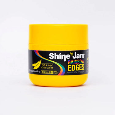 Shine 'n Jam Rainbow Edges Banana Pudding – Extra Hold & Shine, 4 oz - ANNS BEAUTY SUPPLY